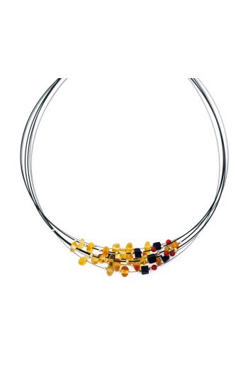 Collier  en Onyx Corail et Ambre