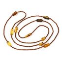Hematite and Mexican amber double-length necklace