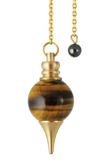 PENDULE SPHEROTON OEIL DE TIGRE LAITON