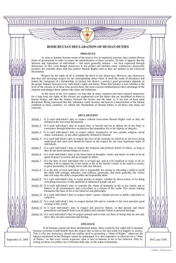 Rosicrucian Declaration of Human Duties