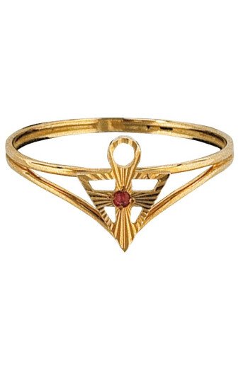 Bague rosicrucienne en or avec rubis