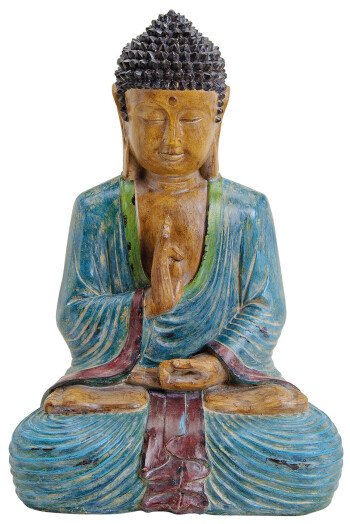 STATUETTE BOUDDHA ROBE BLEUE