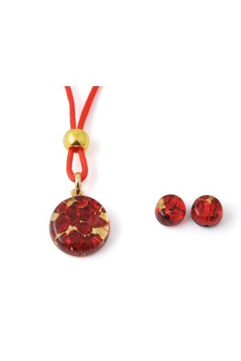Parure Murano rouge et or