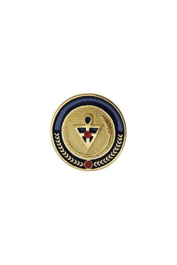 INSIGNE ROSICRUCIEN ROND SYMBOLE ROSI DORE BLEU
