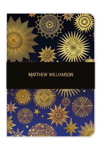 CARNET A ECRIRE BLEU ET SOLEIL DORE