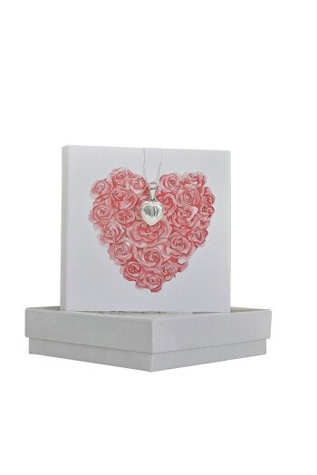 PENDENTIF ARGENT COEUR ET CP COEUR DE ROSES