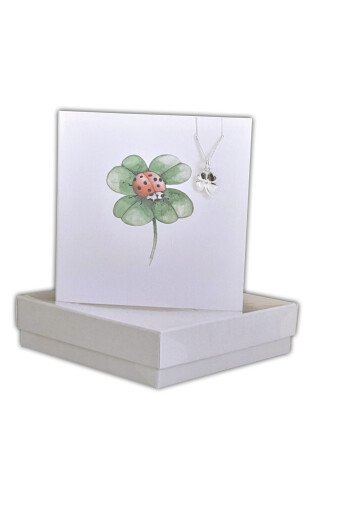PENDENTIF ARGENT TREFLE ET CP TREFLE COCCINELLE