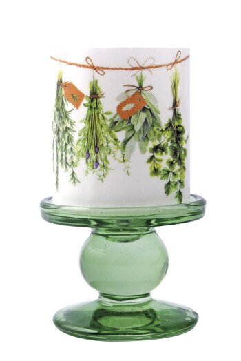 LOT BOUGIE HERBES BOUGEOIR VERT