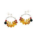 Onyx, coral and amber earrings