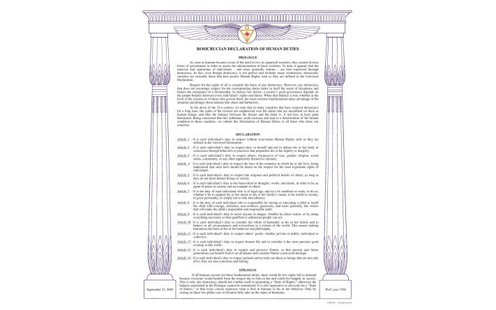 Rosicrucian Declaration of Human Duties