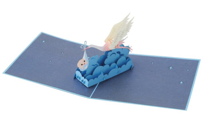 Origami cigogne bleue
