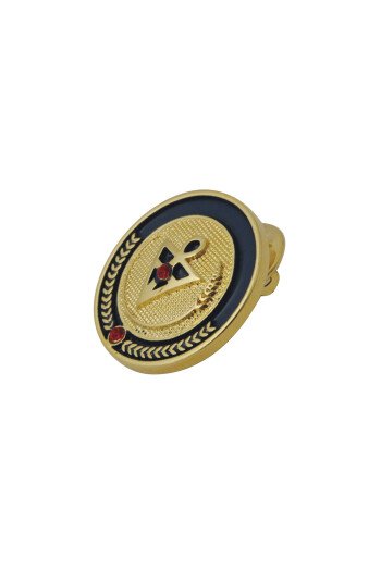 INSIGNE ROSICRUCIEN ROND SYMBOLE ROSI DORE BLEU