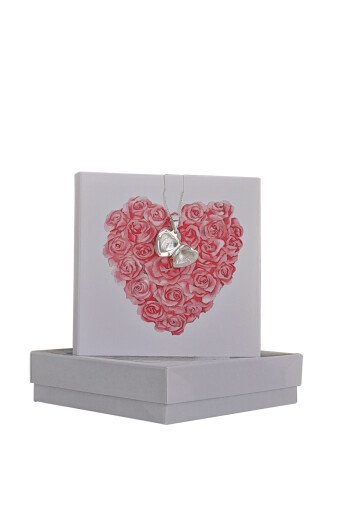 PENDENTIF ARGENT COEUR ET CP COEUR DE ROSES