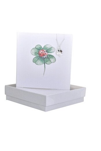 PENDENTIF ARGENT TREFLE ET CP TREFLE COCCINELLE
