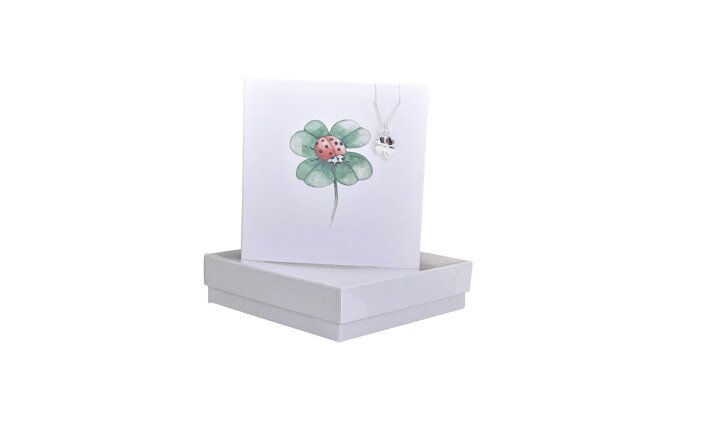 PENDENTIF ARGENT TREFLE ET CP TREFLE COCCINELLE