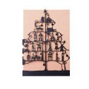 CP SAPIN DECOUPE LASER BLEU MARINE SUR FOND ROSE