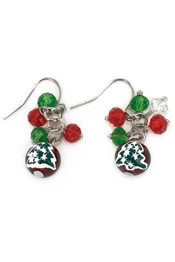 Boucles d'oreille et collier sapin de Noel