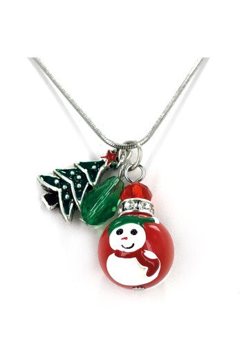 Boucles d'oreille et collier bonhomme de neige