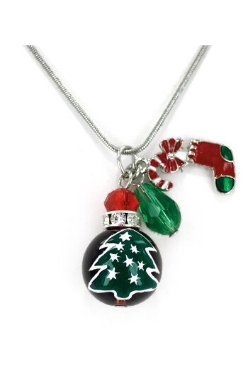 Boucles d'oreille et collier sapin de Noel
