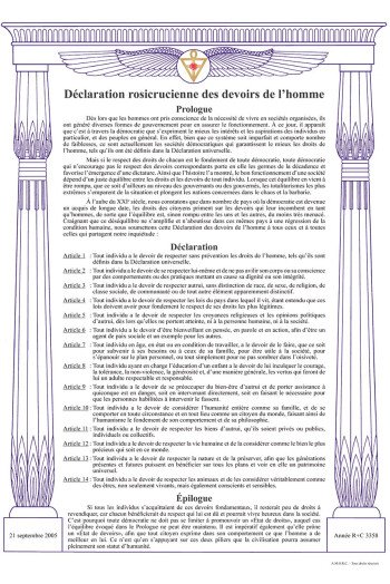 Déclaration rosicrucienne des devoirs de l'homme